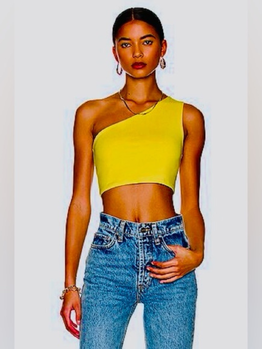 SUSANA MONACO CROPPED ONE SHOULDER TOP